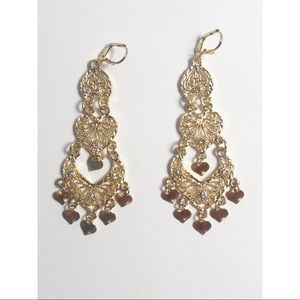 Chandelier Heart Gold Earrings